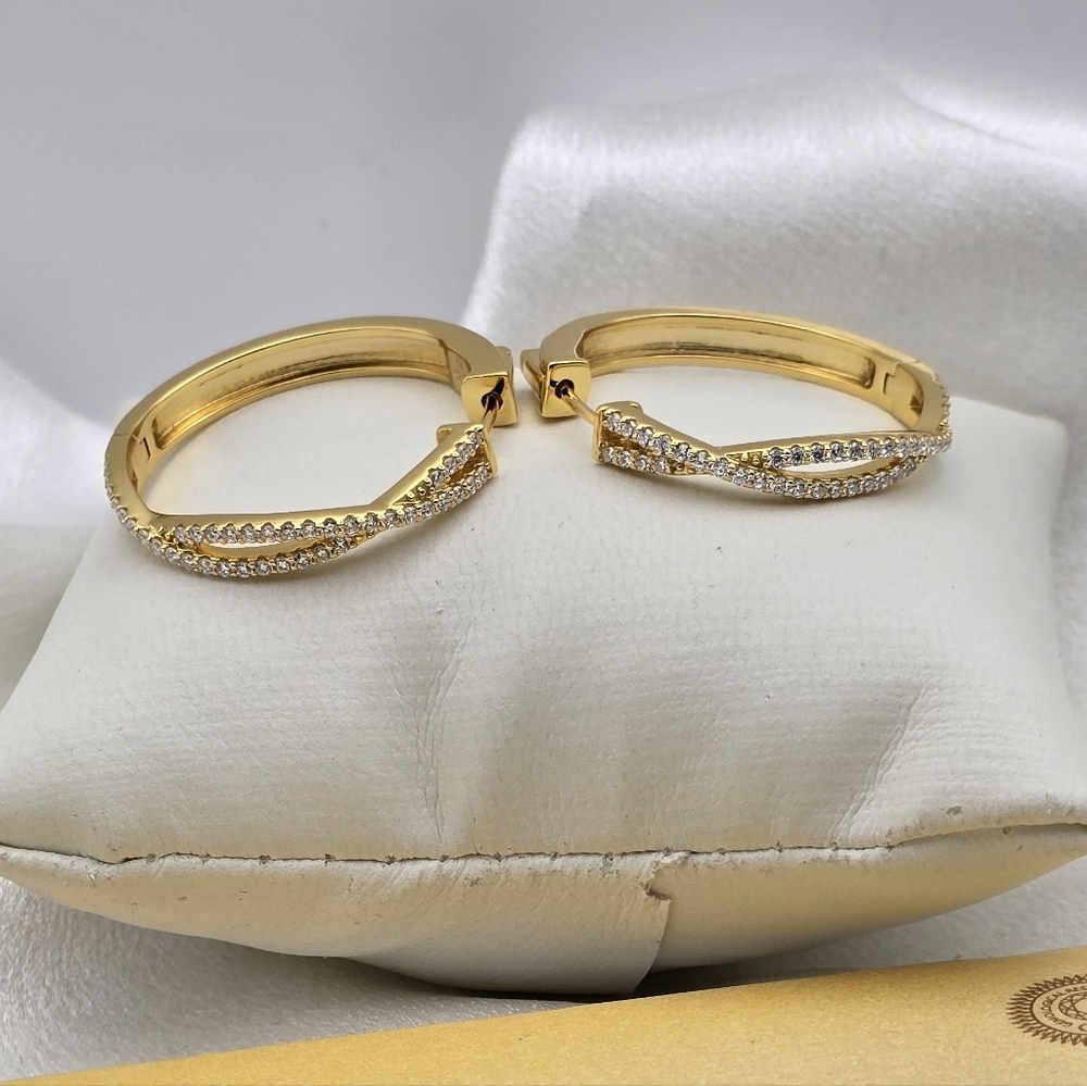 Neve Jewelry Gold Over Sterling Silver Moissanite Twisted Vine Hoop Earrings